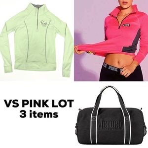 3pack Victoria’s Secret PINK lot !  Two yoga quarter zip and Gym duffle